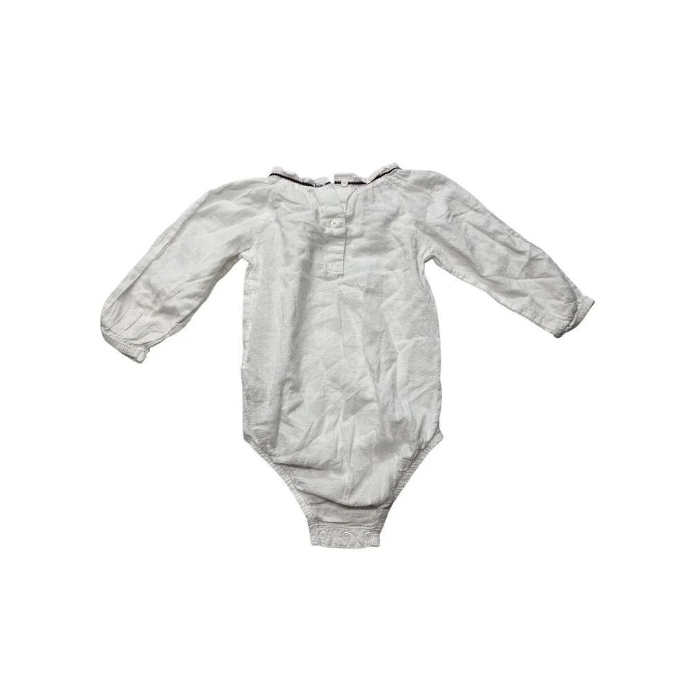 OshKosh Bgosh Polka Dot Denim Overalls and Bodysuit Set Blue White 18M Girls